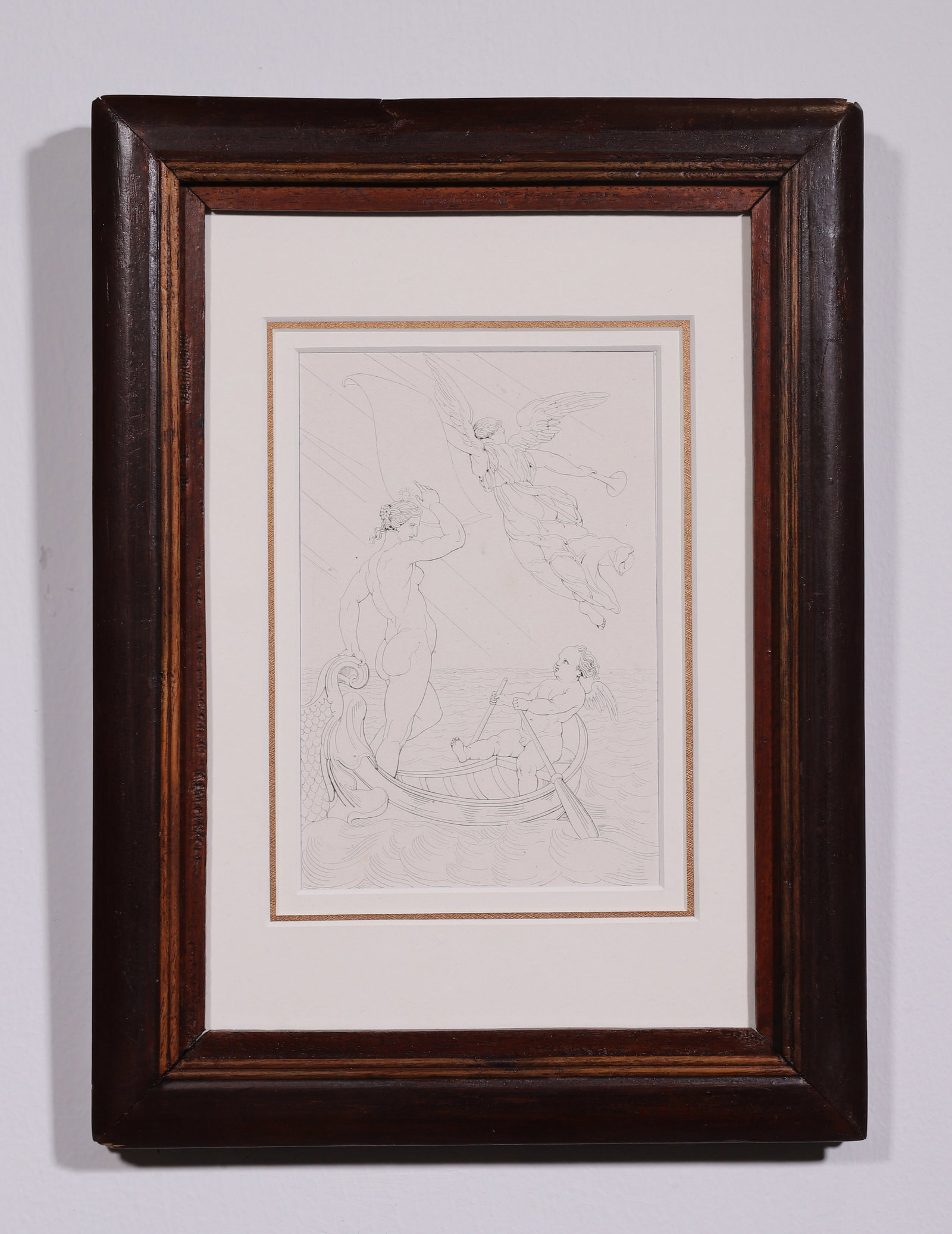 ANGEL, EARLY 19TH-CENTURY COPPERPLATE PRINT, WITH ANTIQUE FRAME (1 of 6)