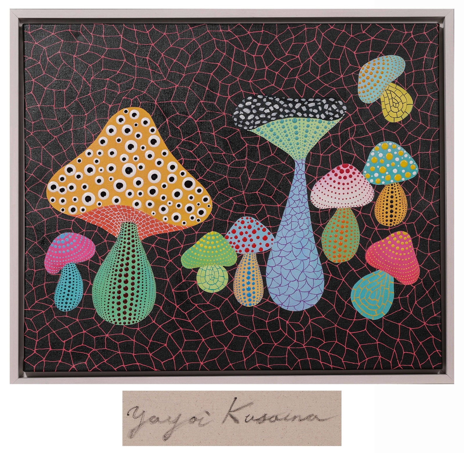 YAYOI KUSAMA 2001,ATTRIBUTED TO, ACRYLIC ON CANVAS: L 64cm (25.2 in); W 54cm (21.26 in),The work retains original canvas and period frame with natural signs of age. The painting surface is clean and stable, without visible tear, hole, heavy craquelure 