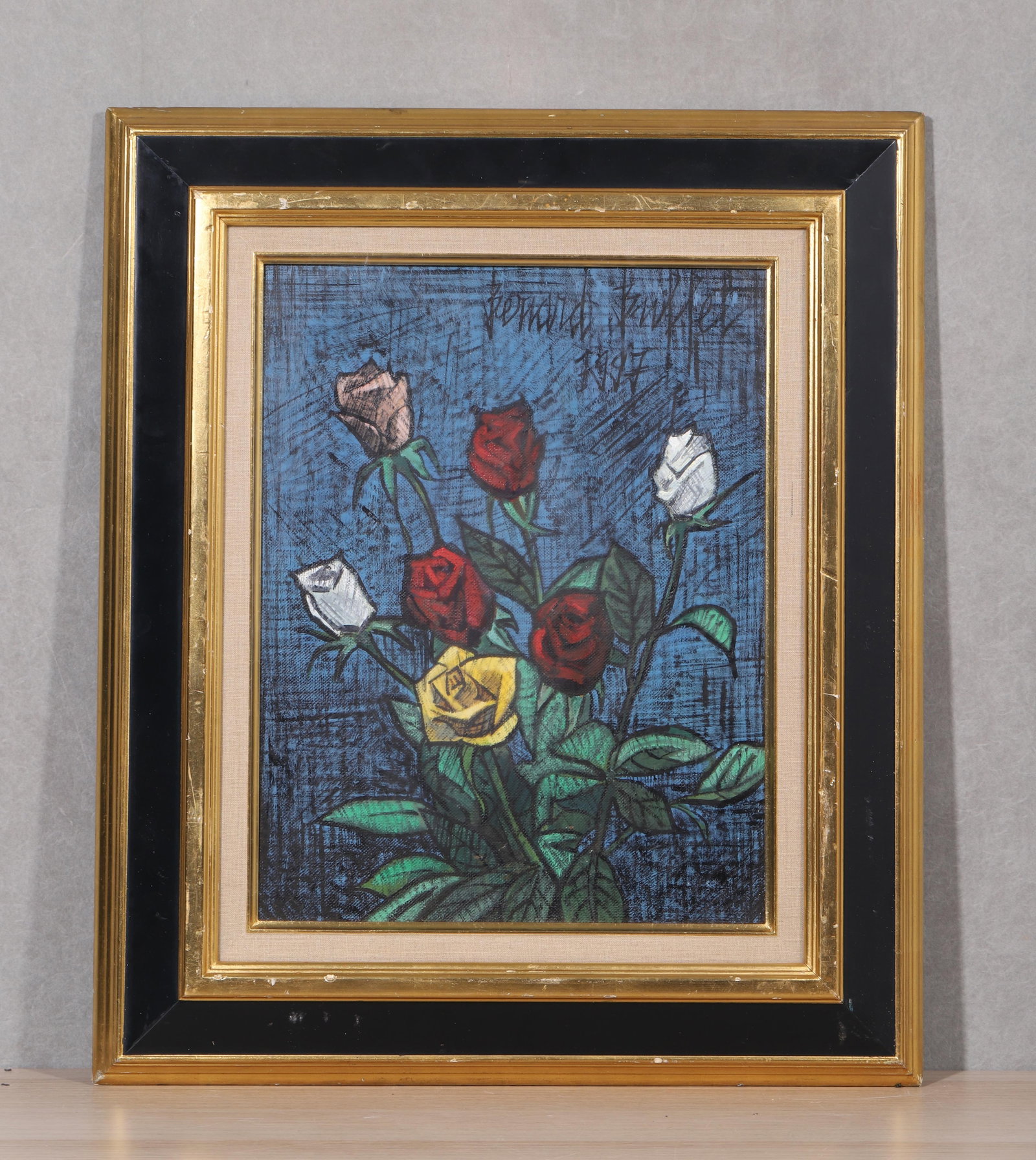 BERNARD BUFFET (1928?C1999), FRENCH, OIL ON CANVAS, VINTAGE TWO-TONE GILT & BLACK FRAME, ATTRIBUTED (1 of 7)