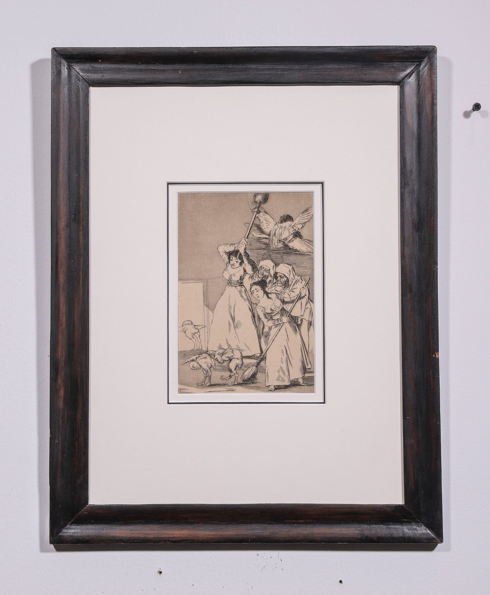 PLUMAGE GROWN (ALTERNATIVE: SPROUTED FEATHERS), ETCHING BY GOYA, 1888: Frame L 46cm (18.11 in) x Frame W 36cm (14.17 in); Image L 18.5cm (7.28 in) x Image W 12.5cm (4.92 in),In the mid-1790s, Goya began creating preparatory drawings for his first series of etchings.He or