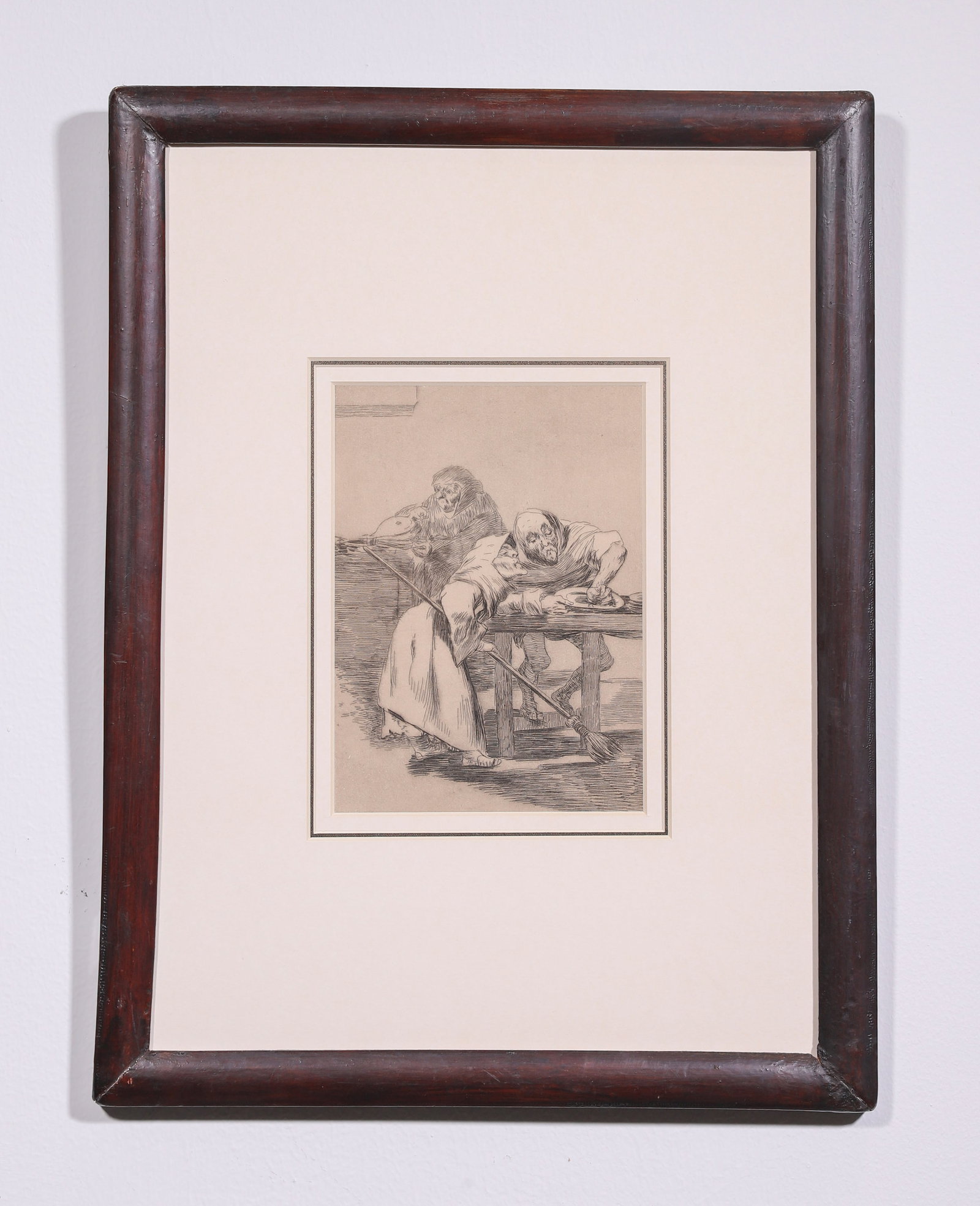 THE RAVEN, PRINT BY GOYA, 1888: Frame L 42cm (16.54 in) x Frame W 31.5cm (12.402 in); Image L 17cm (6.69 in) x Image W 12.5cm (4.92 in),In the mid-1790s, Goya began creating preparatory drawings for his first series of etchings.He o