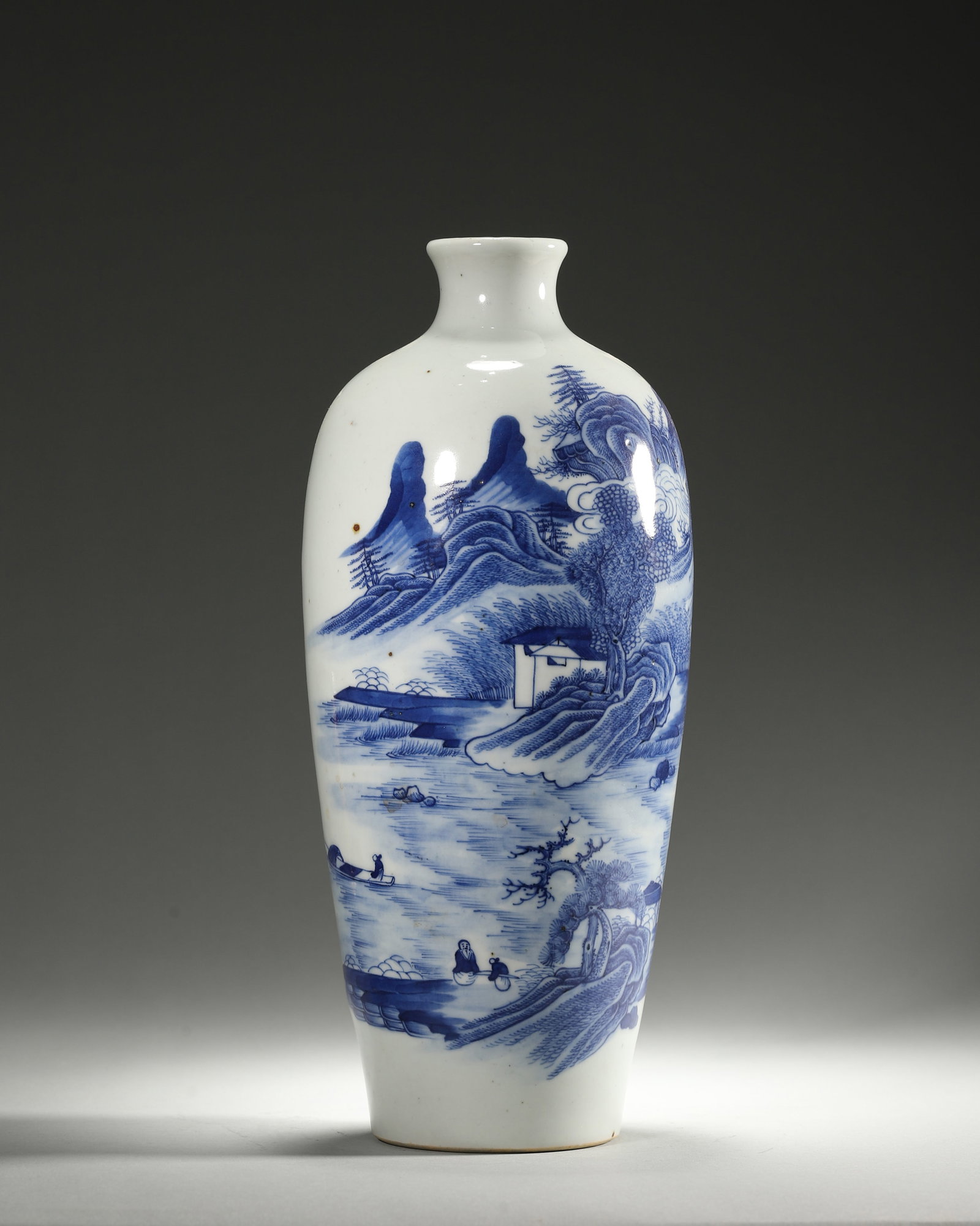 BLUE AND WHITE MEIPING WITH LANDSCAPE AND POEM INSCRIPTION, QING DYNASTY (1644-1912 AD) (1 of 7)