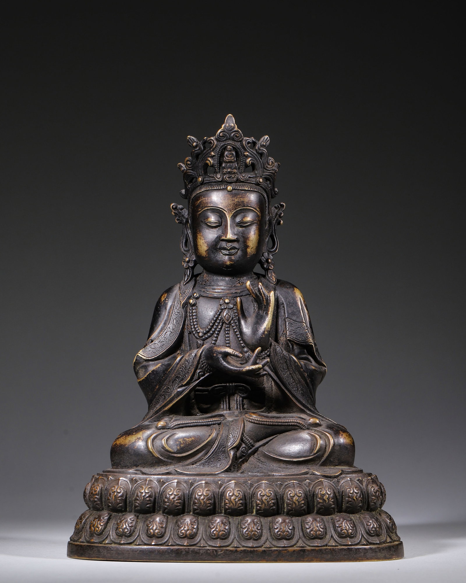 BRONZE SEATED GUANYIN, MING DYNASTY (1368-1644) (1 of 11)