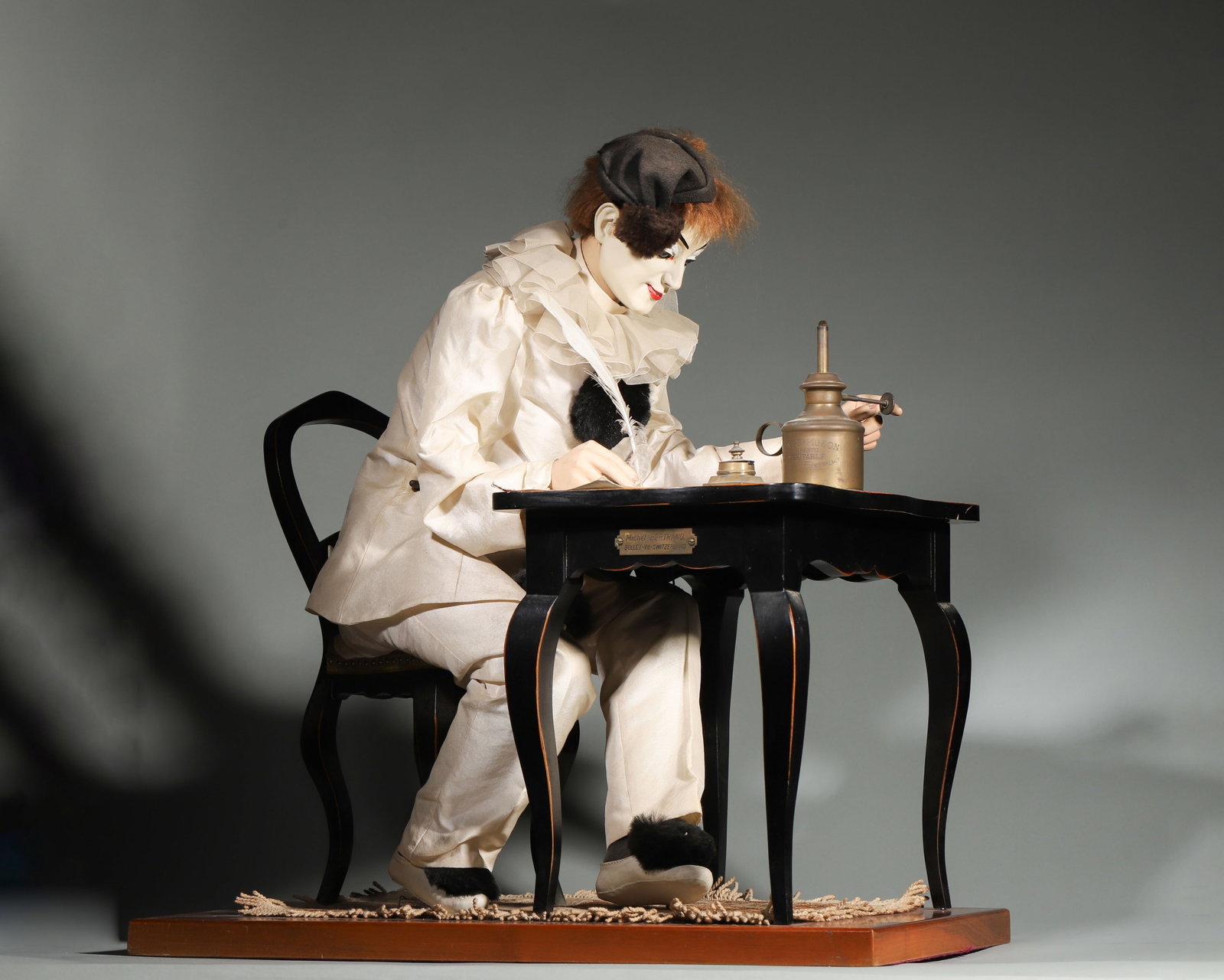 SWISS MICHEL BERTRAND AUTOMATON PIERROT WRITER (WRITING ROBOT WITH MUSIC BOX) (1 of 12)