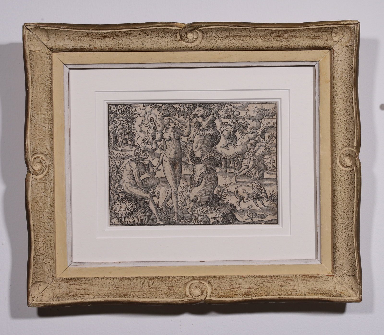 ADAM AND EVE, GERMAN WOODCUT, 1614 (1 of 6)
