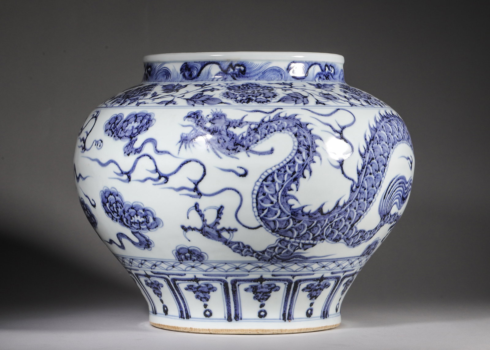 A Blue And White Dragon Cloud Jar, Yuan Dynasty (1 of 9)