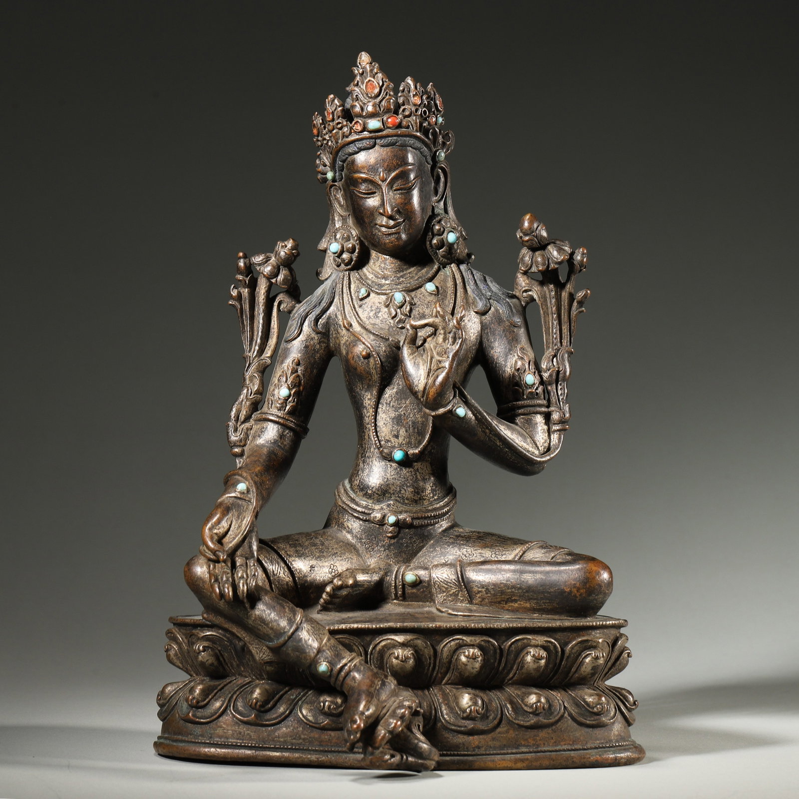Silver Gilt Copper Tara Inlaid With Gemstones (Ming Dynasty,1368 1644) (1 of 6)
