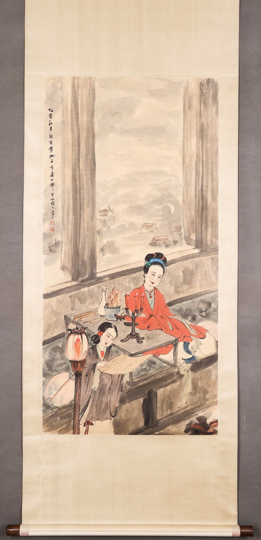 Ladies Reading At Night Hanging Scroll, After Fu Baoshi, Modern Period (1912 1949) (1 of 9)