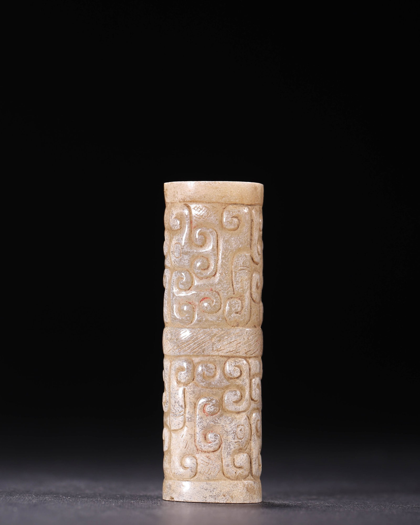 Hetian Jade Cylindrical Bead With Scroll Cloud Motif, Warring States Period (475 221 Bc) (1 of 7)