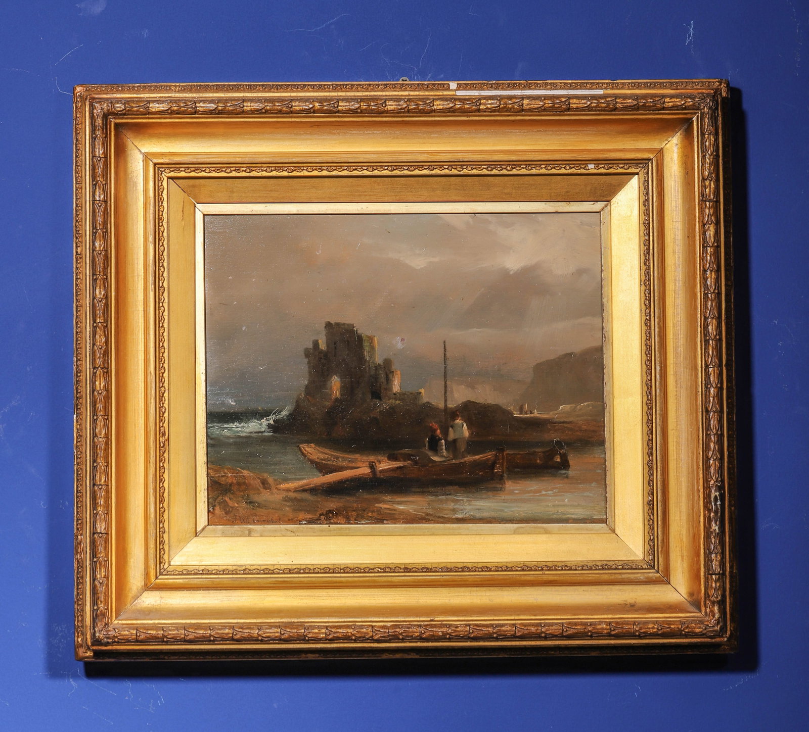 Seascape, Oil Painting, By James John Wilson Carmichael (1800 1868): Fr.47x53cm Img.27x32cm (18.50x20.87 in , 1.54x1.74 ft | 10.63x12.60 in , 0.89x1.05 ft)Provenance: European GalleryBorn to a Newcastle shipwright family and apprenticed to shipbuilding in his youth, he
