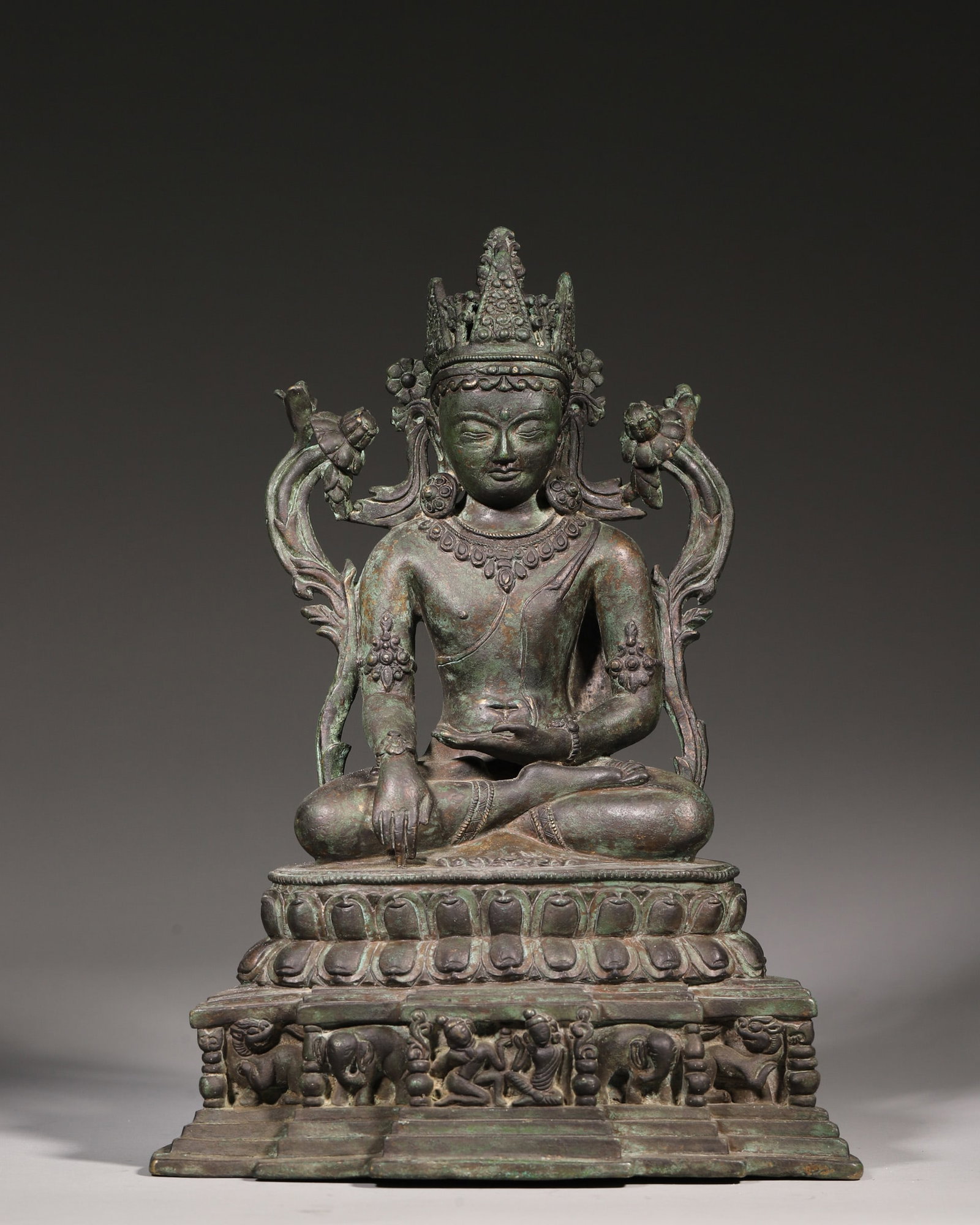 A Bronze Figure Of Crowned Shakyamuni Buddha, Qing Dynasty (1 of 9)