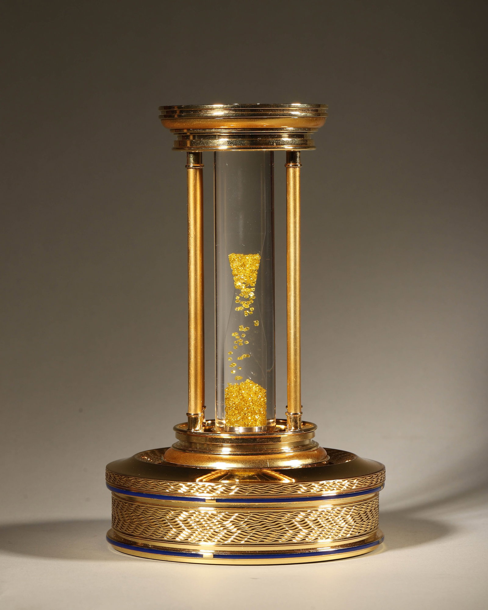A Dragon Year Limited Edition Gilt Brass And Enamel With Dragon Engraving Hourglass With 2000: mint,limited edition of 50 piecesDiameter 11.7 cm, height 18 cm, weight 1946 g