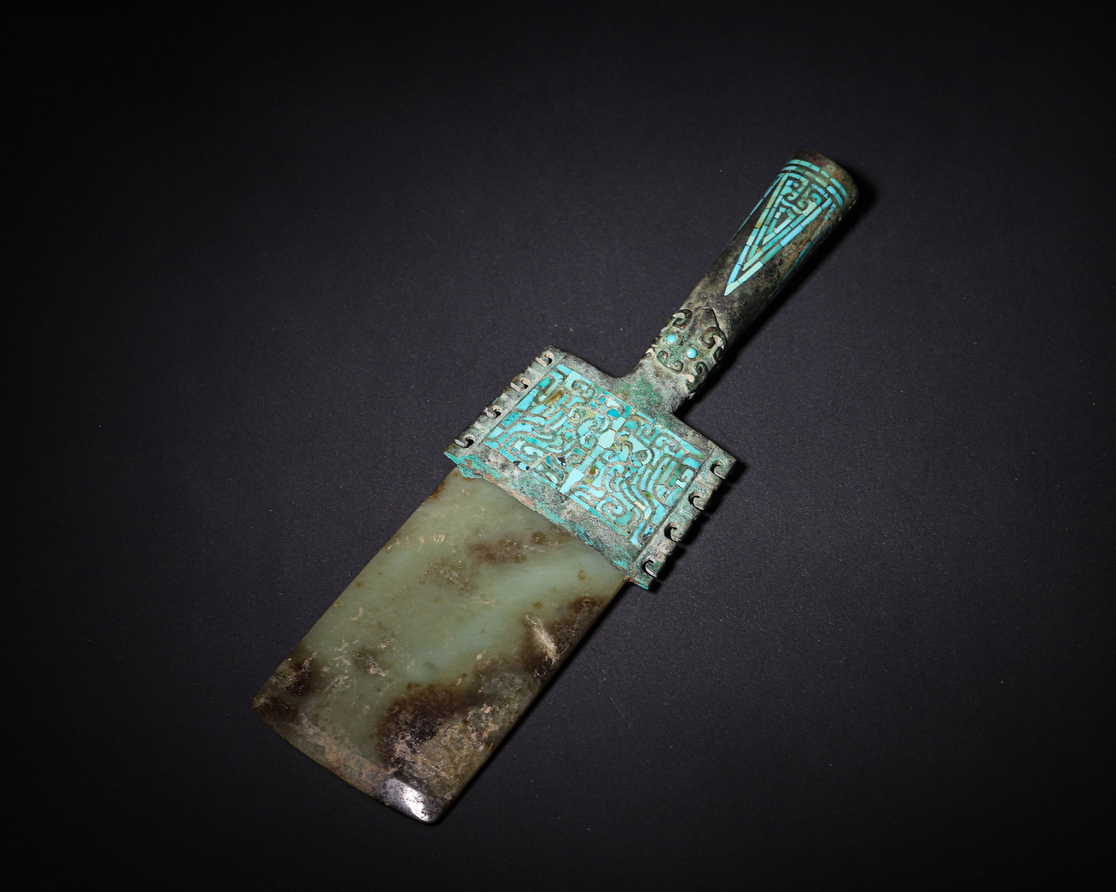 Bronze Turquoise Inlaid Jade Ge, Han Dynasty (202 Bce 220 Ce) (1 of 8)