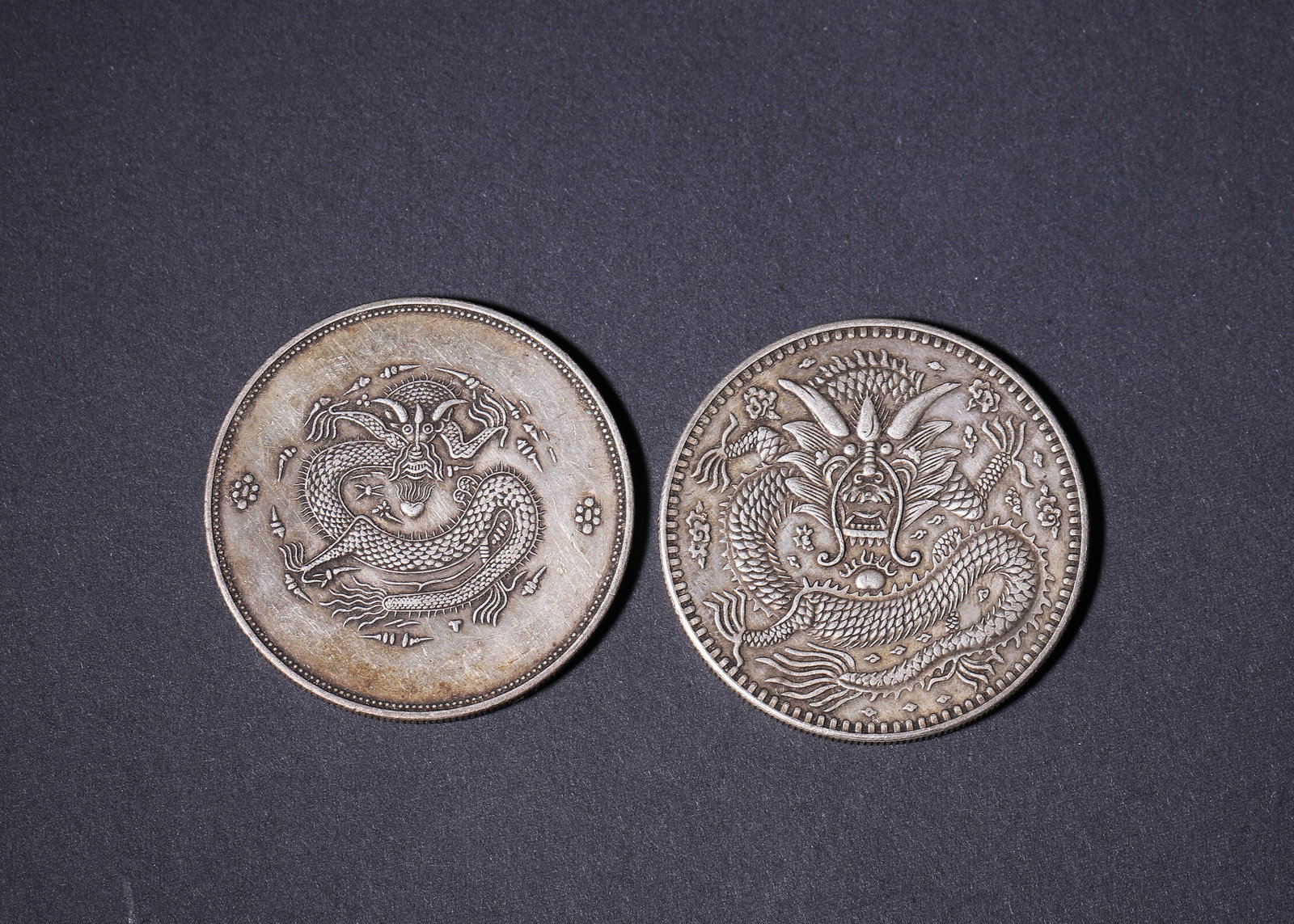 Qing Dynasty A pair of Chinese silver dollars (1 of 7)