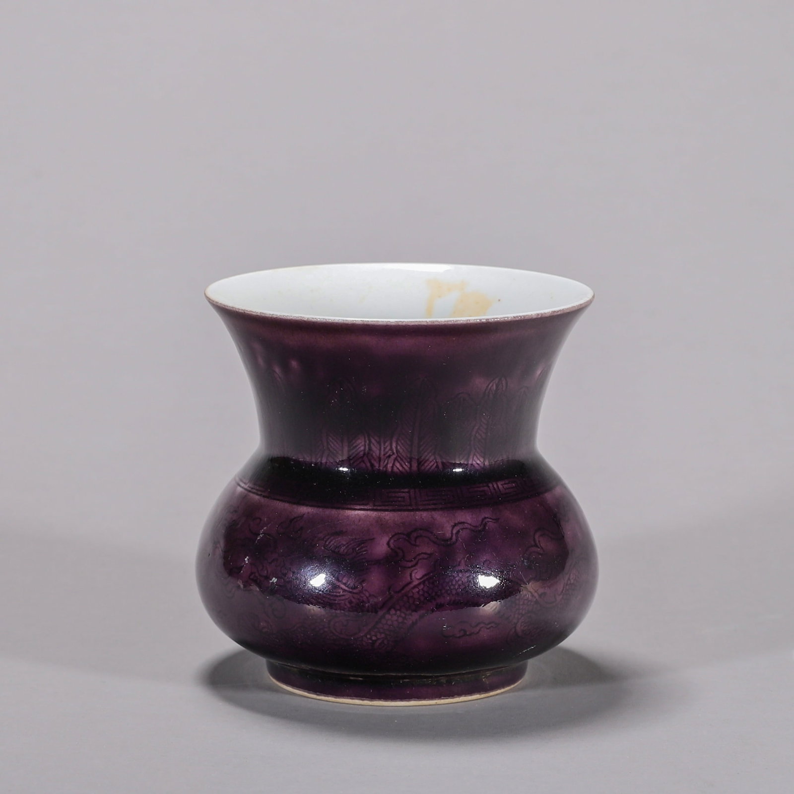 Jiaqing Period Qing Dynasty, Aubergine-Glazed Porcelain Zhadou With Incised Dragon And Phoenix (1 of 8)