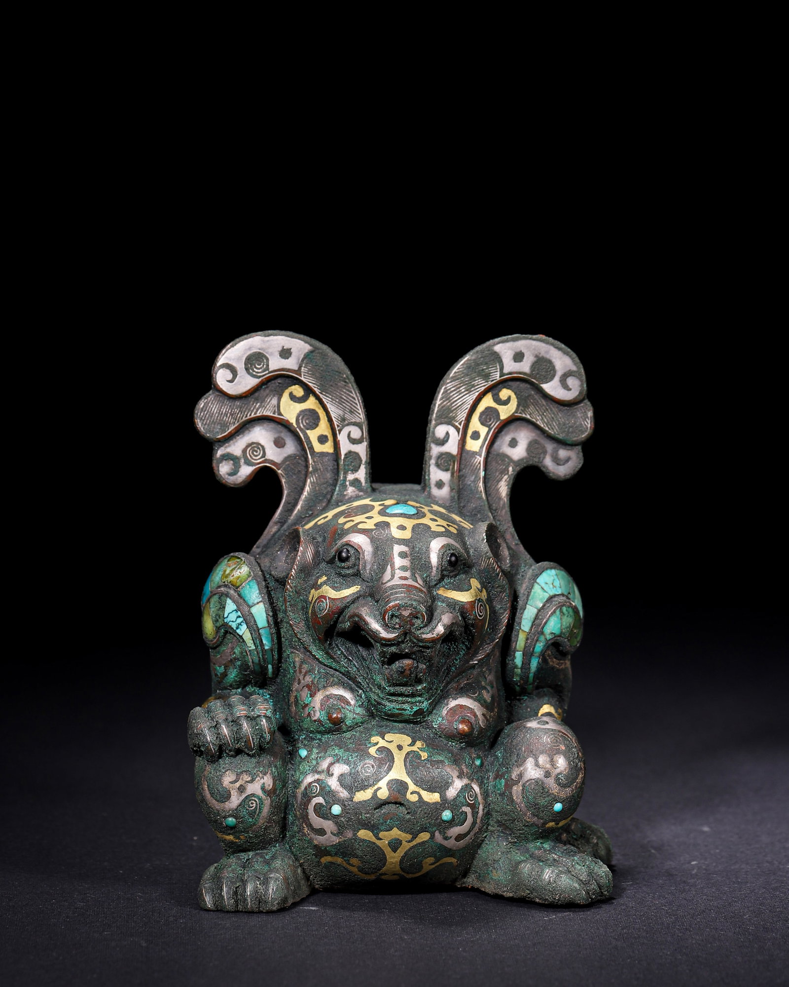 Warring-States Period Bronze Mythical Beast Inlaid With Gold, Silver And Turquoise (1 of 10)