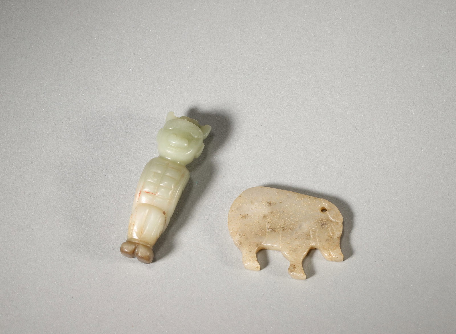 Shang Dynasty, Two Hetian Jade Pendants, Deity And Boar (1 of 7)