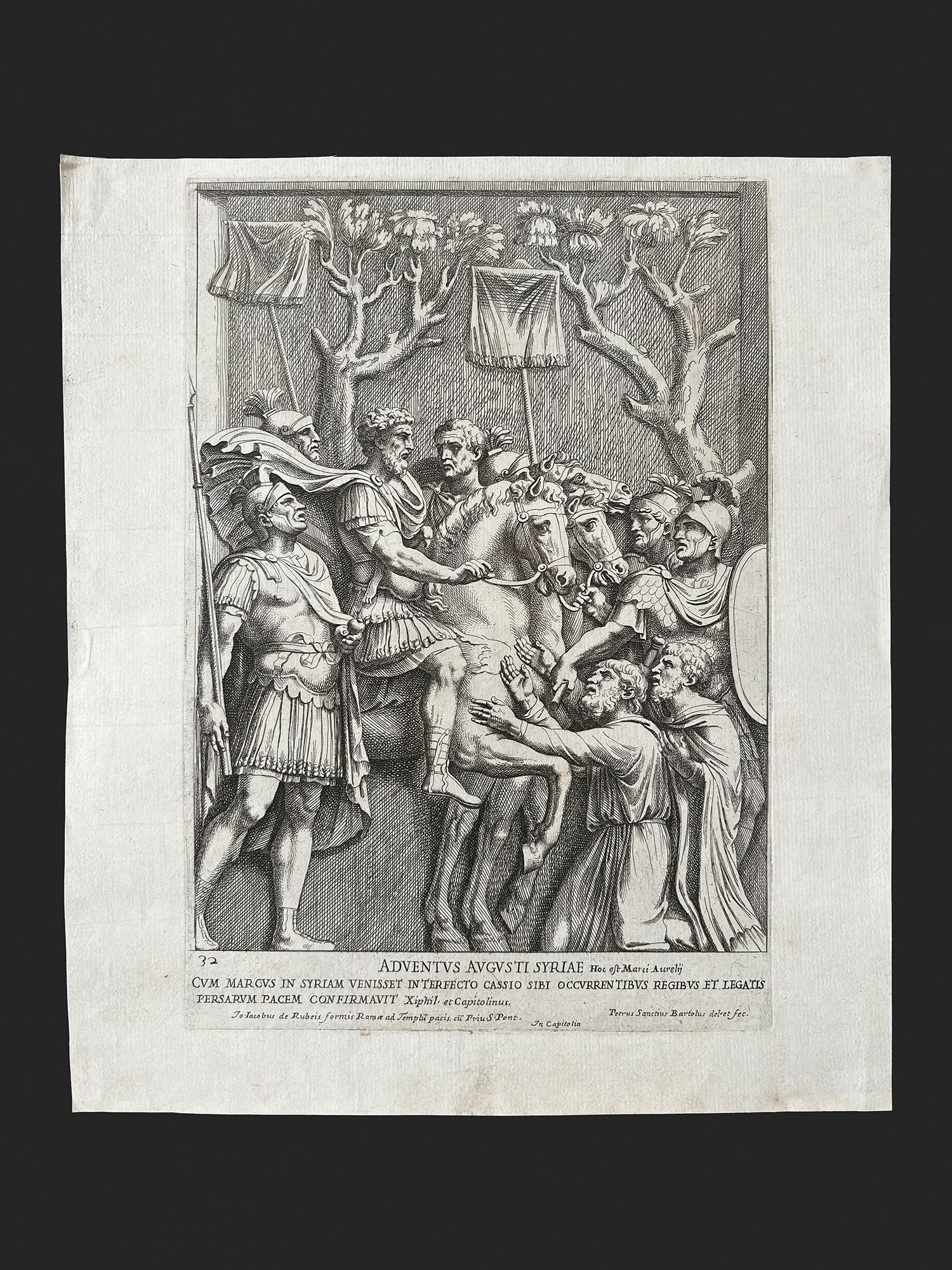 Augustus Arrives In Syria: PIETRO SANTI BARTOLI ITALIAN, PERUGIA 1635-1700 ROMESheet Size: 340 x 290 mm (13.39 x 11.42 in)Plate Size: 300 x 206 mm (11.81 x 8.11 in)Image Source: High Relief Of The Arch Of Constantine In RomeEng