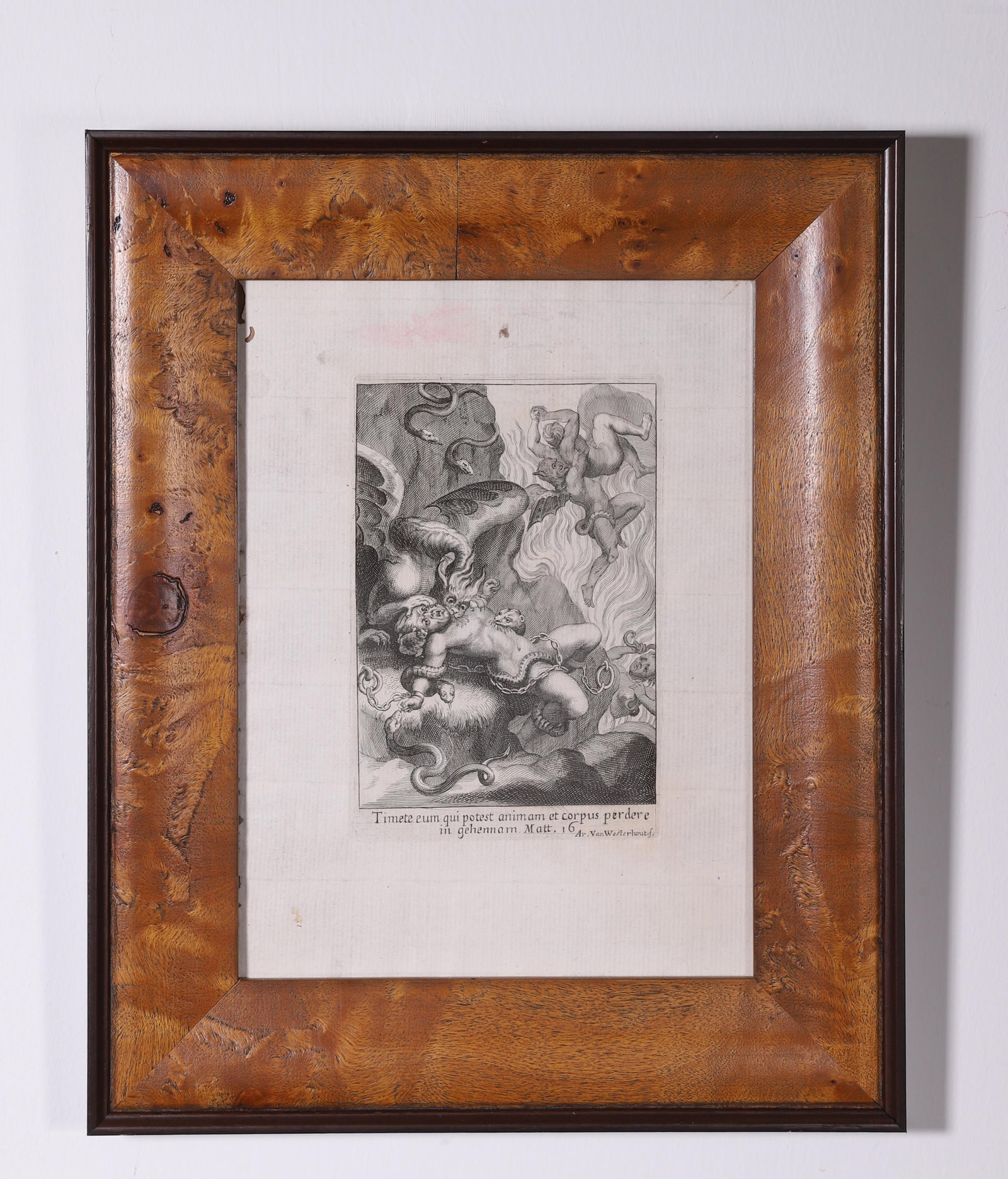 Hell Warning From The Gospel Of Matthew,: Arnold van Westerhout (1651-1725)Born in Antwerp, Flanders, he settled permanently in Rome. He was one of the leading religious copper engravers and print publishers active in Italy between the 17th- 