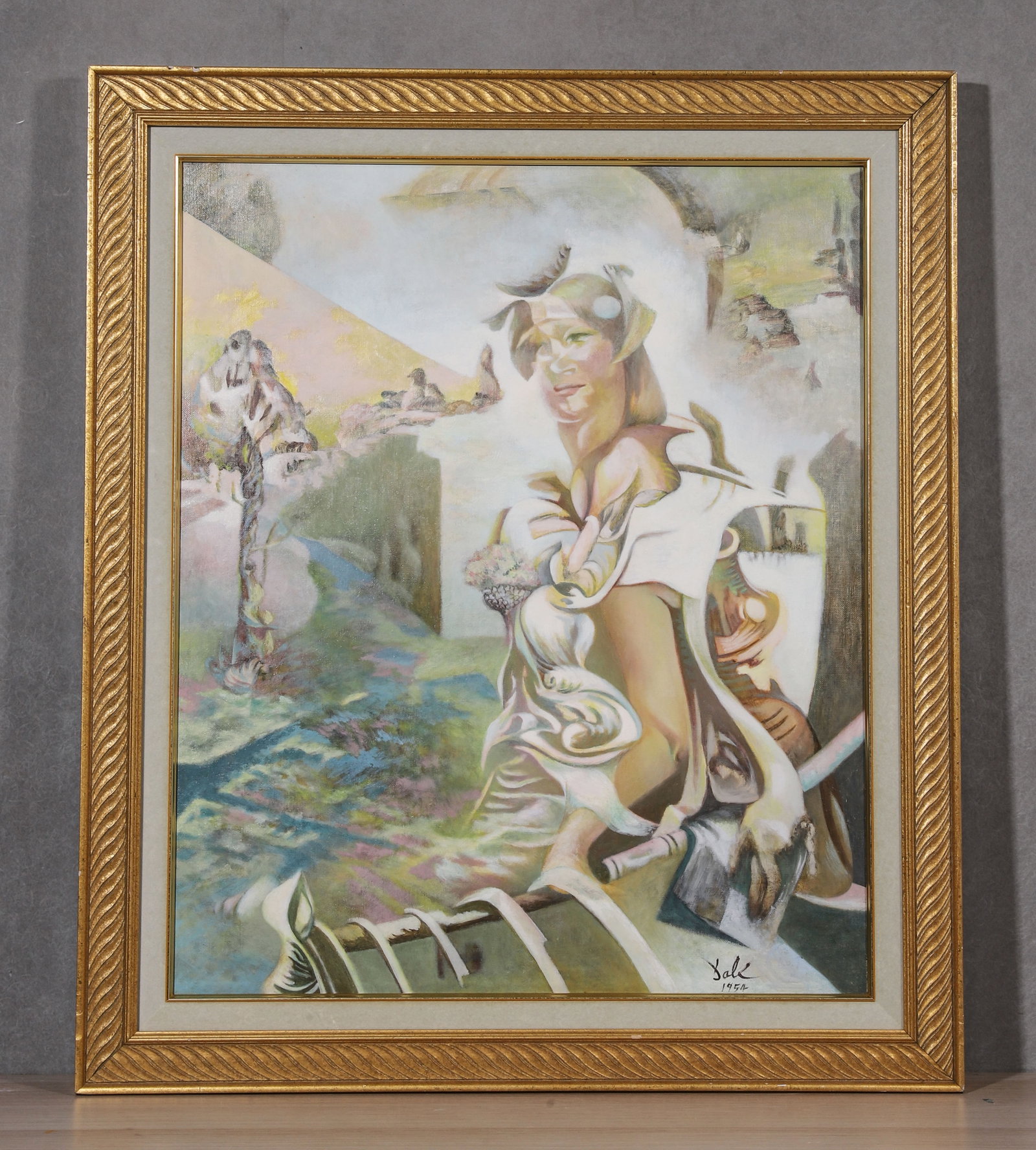 Salvador Dal?? (1904?C1989), Spanish, Oil On Canvas, Original Twisted Gilt Frame, Attributed To: The work retains original canvas and period frame with natural signs of age. The painting surface is clean and stable, without visible tear, hole, heavy craquelure or restoration. The overall preserva