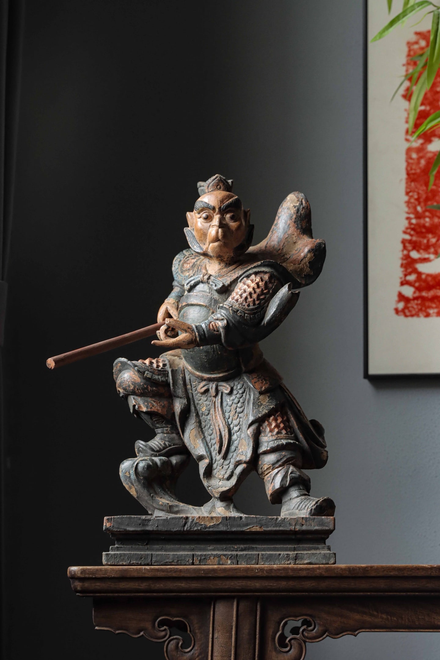 A Painted Woodcarving Of Sun Wukong, The Great Sage Equal To Heaven, From The Qing Dynasty (1 of 11)