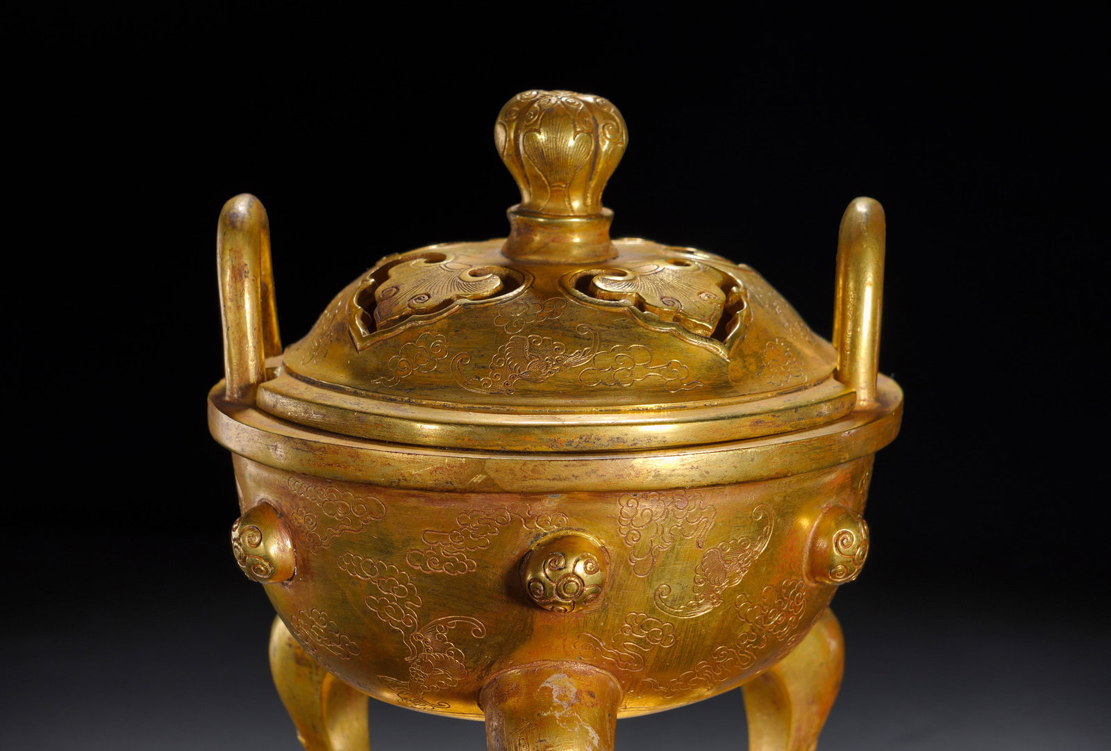 Tang Dynasty Copper Gilded Cloud Pattern Incense - 2