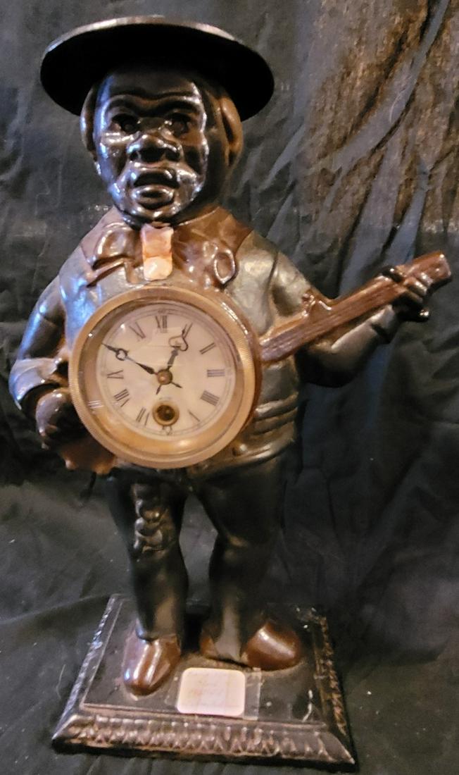 Cast Iron Black Americiania Moving Eyes Banjo Player (1 of 5)