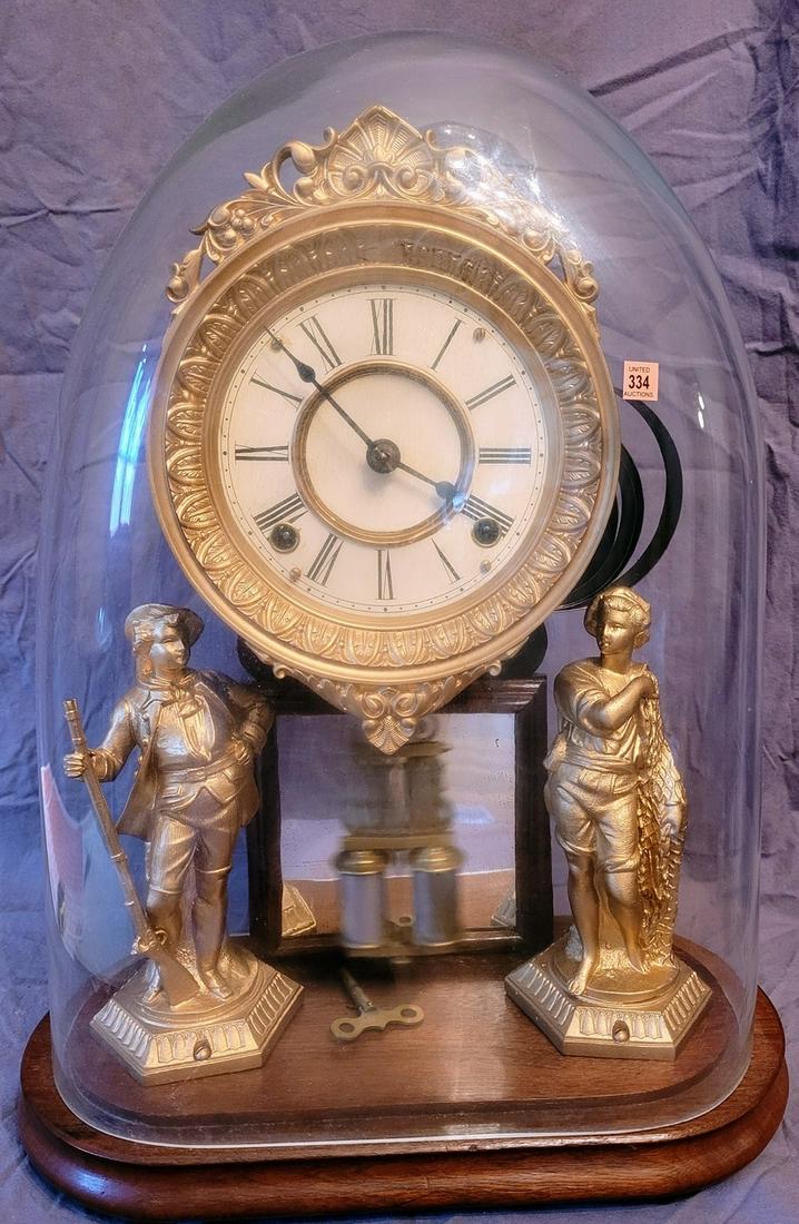 Great Ansonia Figural Shelf Parlor Clock w. Glass Dome (1 of 3)
