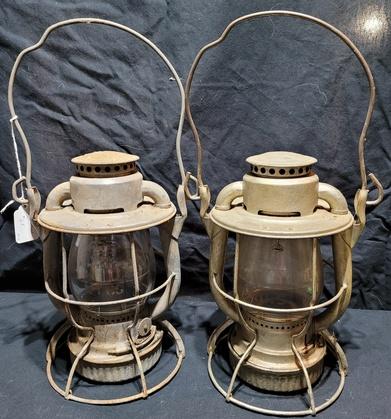 (2) NYCS Railroad Dietz Lanterns w. Marked Globe & (1 of 3)