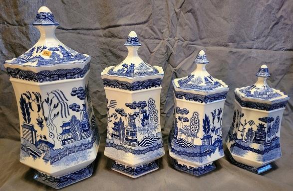4pc Blue Willow Canister Set - 14" (1 of 1)