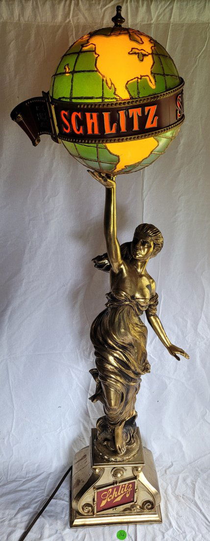 1970S LARGE SCHLITZ BEER LADY GLOBE LAMP LIGHT (1 of 4)