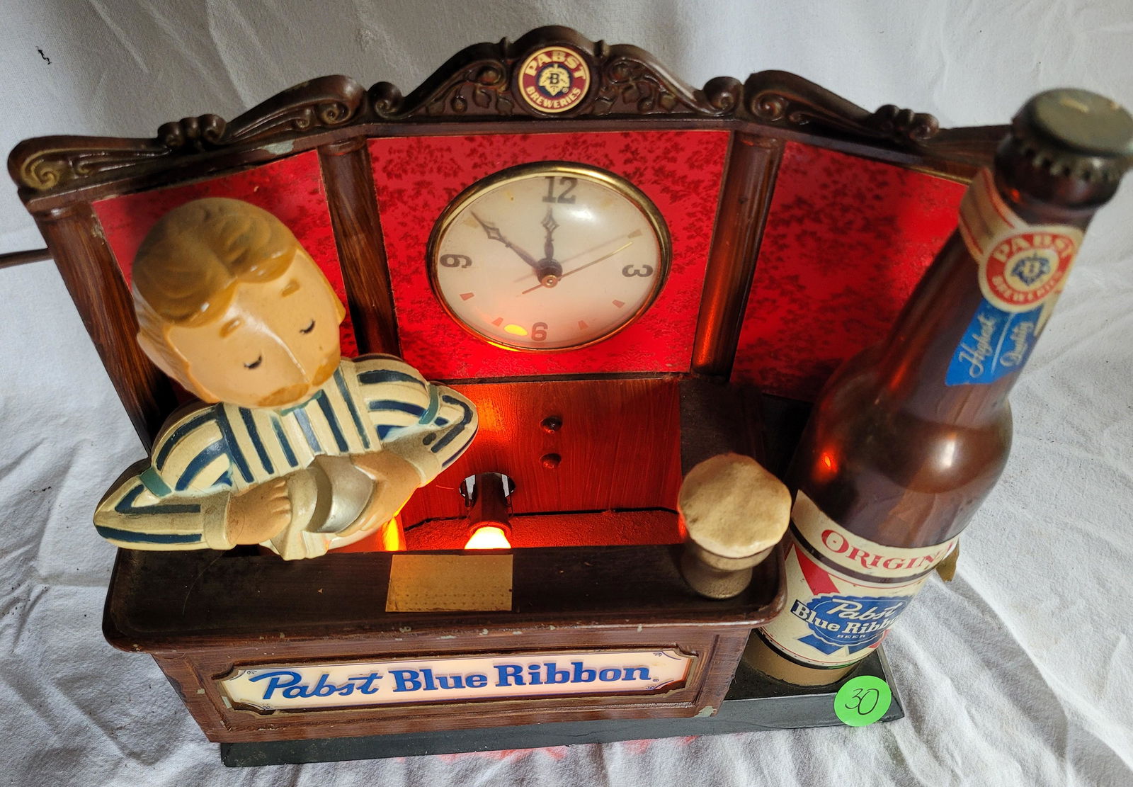 Pabst Blue Ribbon　ヴィンテージライトアップクロック Vintage Pabst Blue Ribbon Electric Advertising Clock PBR Beer Bar