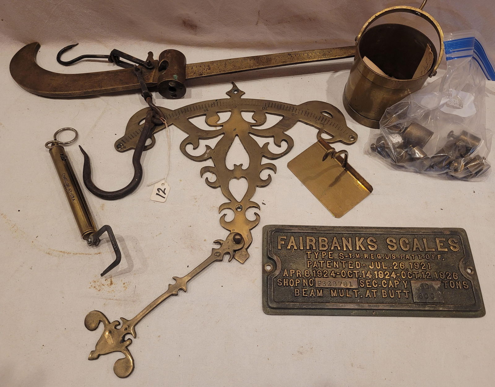 Brass Fairbanks Hanging Scale and Accessories (1 of 2)