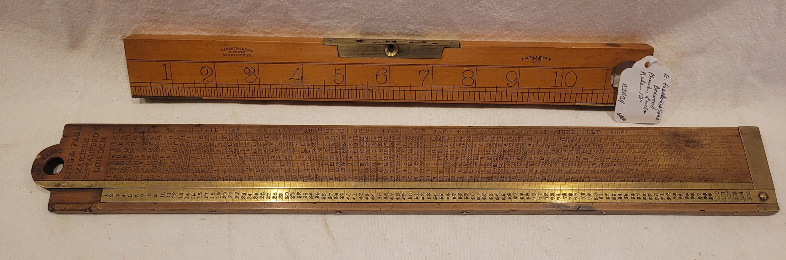 (2) Rules - E. Preston Boxwood Rule with Level; Dring & Fage London Time Table Rule (1 of 3)