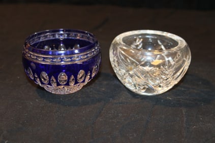 Waterford Crystal - Claredon Cobalt 4" Votive, Essence Votive w. Lavender Candle
