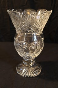Waterford Crystal - Lismore 13" Thistle Vase - Signed - Jim O'Leary 4/16/02 50th Anniversary