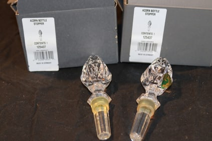Waterford Crystal - (2) Acorn Bottle Stoppers