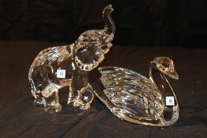 Waterford Crystal Figurines - Swan, Elephant
