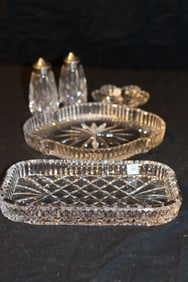 Waterford Crystal - Tray, Shamrock Dish, 8" Accent Dish, Lismore Salt & Pepper