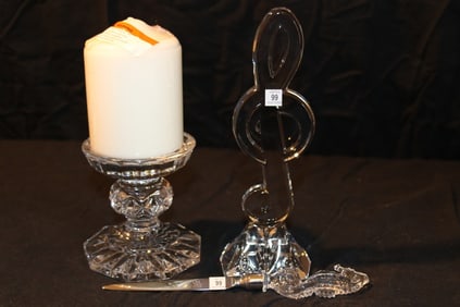 Waterford Crystal - Music Clef, Sea Horse Letter Opener, Bedford Footed Pillar