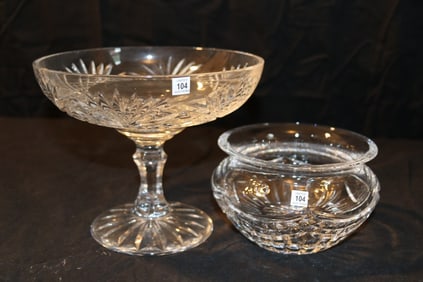 Waterford Crystal - Dorset 8" Compote, Balmoral 6" Vase