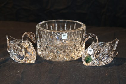 Waterford Crystal - Lismore Champagne Coaster, Wedding Swans Candle Holder