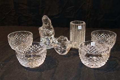 Waterford Crystal - Madonna & Child, Rose Paperweight, Dorset Pen Holder, (4) Alana Finger Bowls