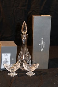 Waterford Crystal - (2) Araglin Cruets, (2) Sets Salt Celler w. Spoon