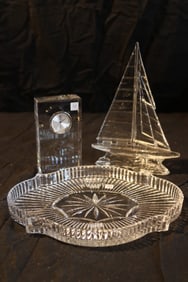Waterford Crystal - Vanity Tray, Metra Small Clock, Yacht