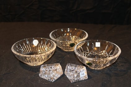 Waterford Crystal - Assorted Party Dishes Set of 3, W.S. Fionns Knot Place Card Holders