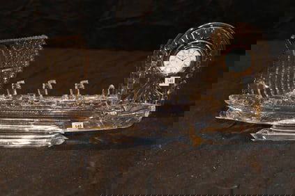 Waterford Crystal - Steamship, Overturn Small Clock, American Flag