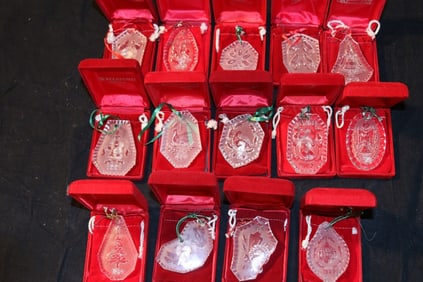 Waterford Crystal - (14) Varrious 1980's-90's Christmas Ornaments