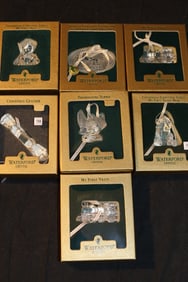 Waterford Crystal - (7) Varrious Gold Boxed Christmas Ornaments