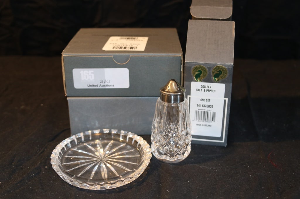 Waterford Crystal - (3) Coaster Boxes, Colleen Salt & Pepper Set: 4pcs - 4-1/2"
